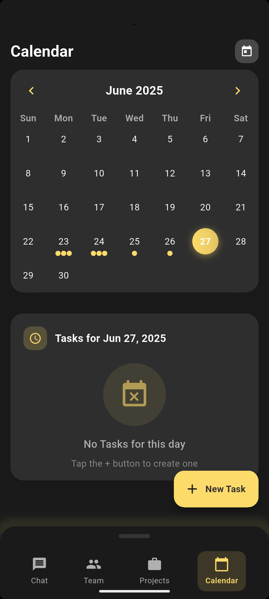 Maneged Calendar screen